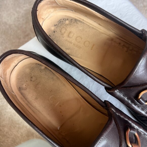 Gucci Men’s Brown Leather Horsebit Loafers | Size 11D - Picture 5 of 14